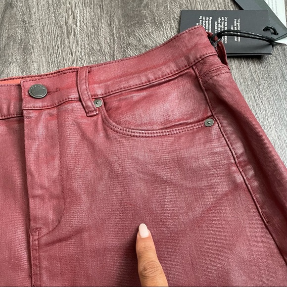 NEW BLANK NYC Burgundy Coated Denim Mini Skirt 28 - Picture 13 of 16